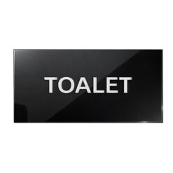 Tabla TOALET – crni akril & hrom simbol
