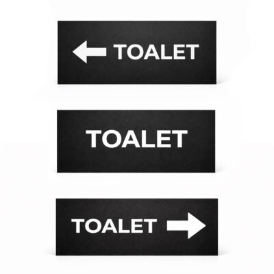 Gravirana tabla TOALET mat crna